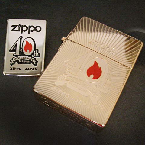 zippo 日本上陸40周年記念 第二弾 サイドシリアルナンバー入り ピンクゴールドプレート ピンバッチ付き