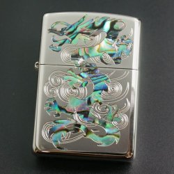 画像1: zippo ARMOR 貝張りシリーズ 龍・桜 162KB-RYSP