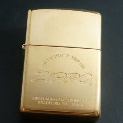 画像1: zippo ロゴ ブラスミラー 2002年製造