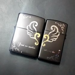 画像1: zippo ペア ハート 両面加工 2006年製造