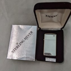 画像1: zippo2005スターリングシルバー・サファイヤ付き未使用 