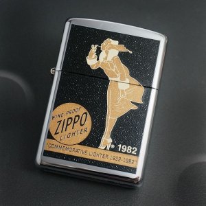 画像: zippo WINDY 茶/黒 プリント 2007年製造