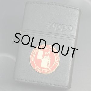 画像: zippo 革巻き ZIPPOメタル貼付け 黒 1999年製造