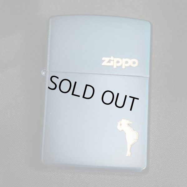 画像1: zippo WINDY イオンブルー 金入れ 2002年製造