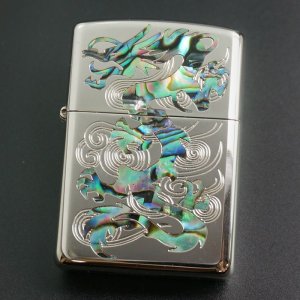 画像: zippo ARMOR 貝張りシリーズ 龍・桜 162KB-RYSP