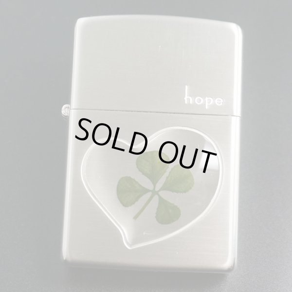 画像1: zippo 四つ葉 本物のクローバー hope(希望)