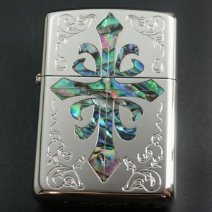 画像: zippo ARMOR 貝貼りシリーズ　クロス　両面加工