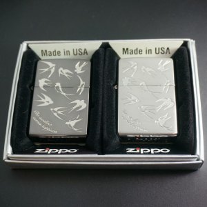 画像: zippo ペア スワローキャリーズ ハピネス SV＆BK