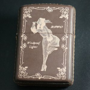 画像: zippo WINDY 革巻き プリント 1994年製造