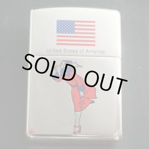 画像: zippo WINDY アメリカ国旗 シルバーメッキ 2001年製造 キズ・ムラあり