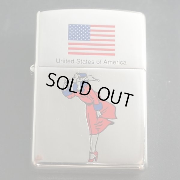 画像1: zippo WINDY アメリカ国旗 シルバーメッキ 2001年製造 キズ・ムラあり