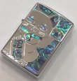 画像1: zippo 貝張り　招きネコ　青　2018年製造