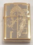 画像2: zippo 和柄龍 両面加工  金色　2006年製造