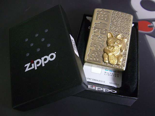 画像: zippo 開運招き猫(B)真鍮古美