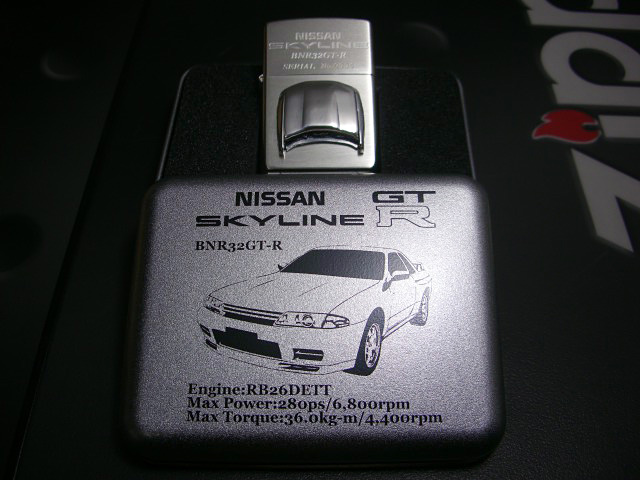 画像: zippo SKYLINE BNR32GT-R ボンネットメタル Wフェイス 2002年製造