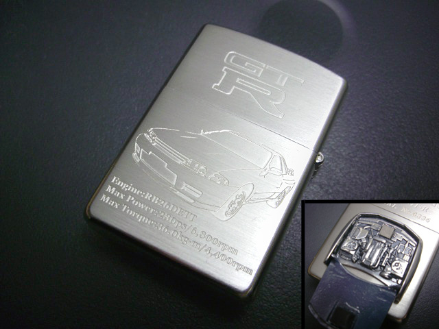 画像: zippo SKYLINE BNR32GT-R ボンネットメタル Wフェイス 2002年製造