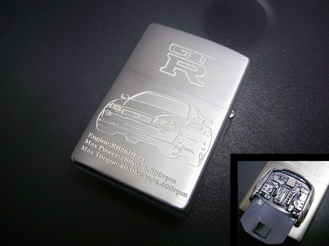 画像: zippo SKYLINE BNR34GT-R ボンネットメタル Wフェイス 2002年製造