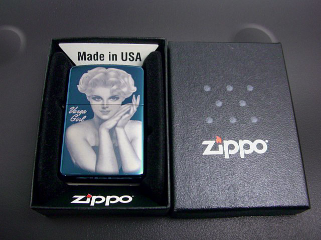 画像: zippo Varga Girl 正面 ブルー