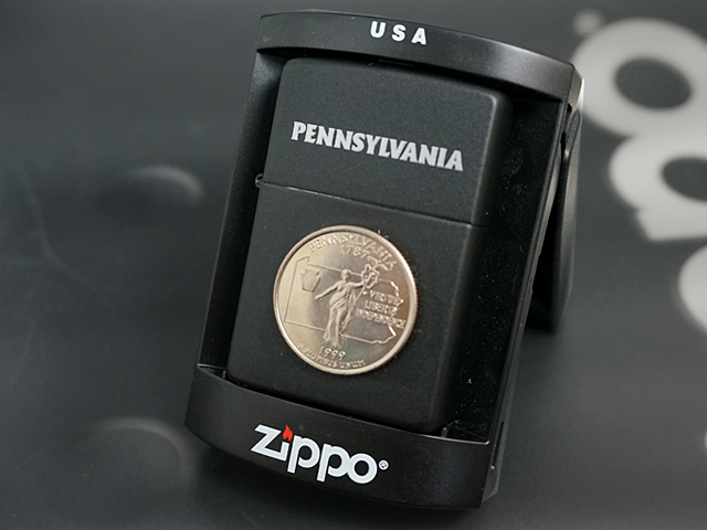 画像: zippo 50州25セントコイン PENNSYLVANIA（ペンシルバニア州）黒マット