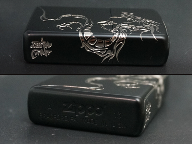 画像: zippo 龍 2面エッチング 2BKS-DR