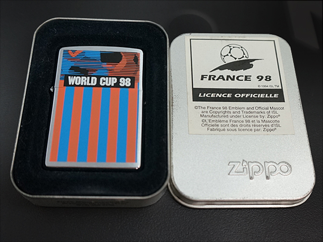 画像: zippo  WORLD CUP ’98 ストライププリント 1997年製造