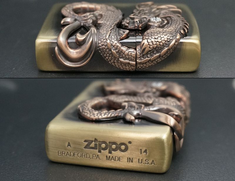 画像: zippo 龍 サイドメタル 真鍮 古美仕上げ