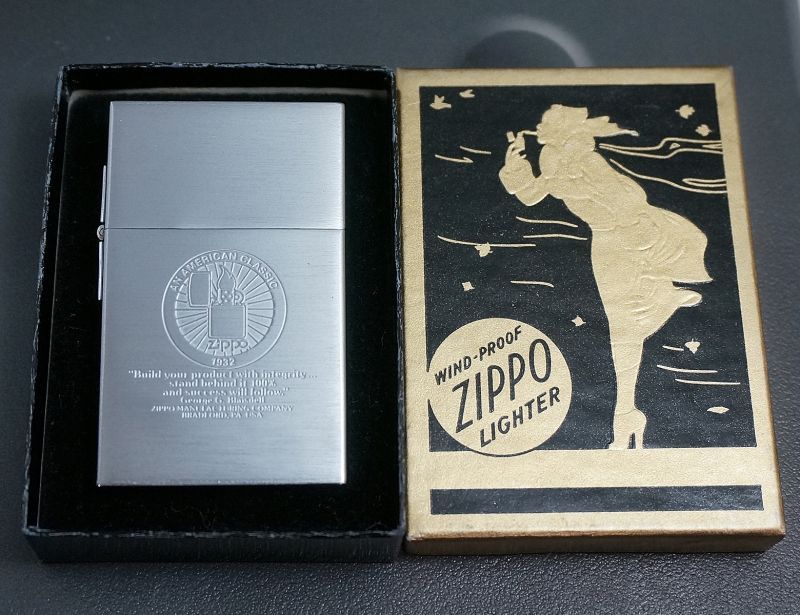 画像: zippo 1932 FIRST REPLICA エッチング WINDY金箱 1989年製造
