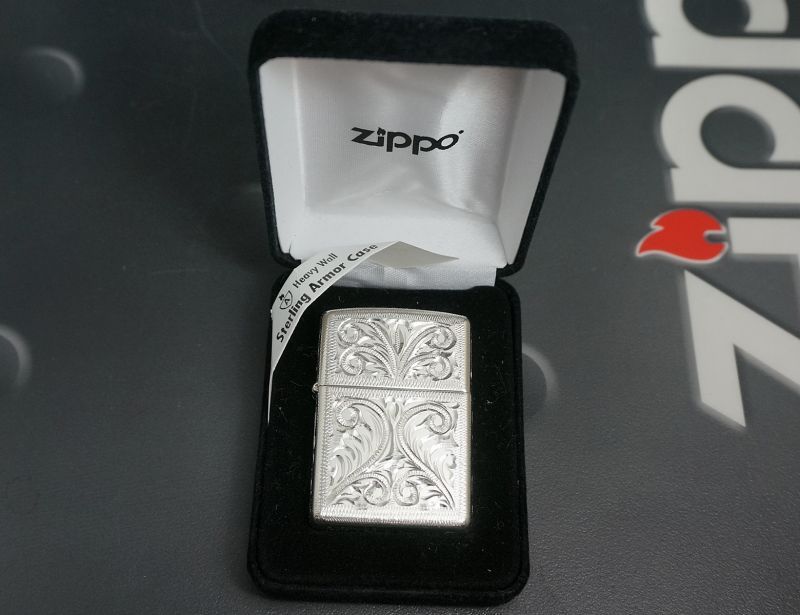 画像: zippo スターリングシルバー 職人五面手彫り 唐草 #26 