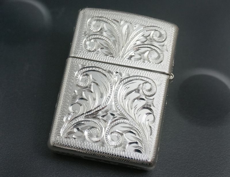 画像: zippo スターリングシルバー 職人五面手彫り 唐草 #26 