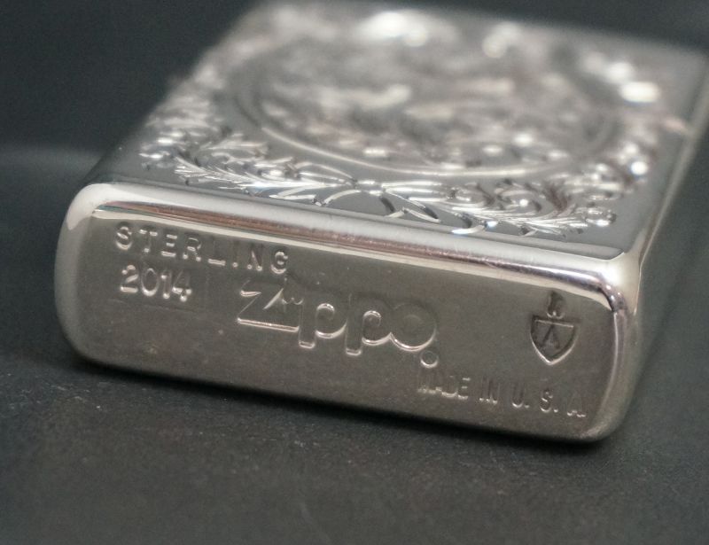 画像: zippo スターリングシルバー 職人手彫り 両面 唐草 #26