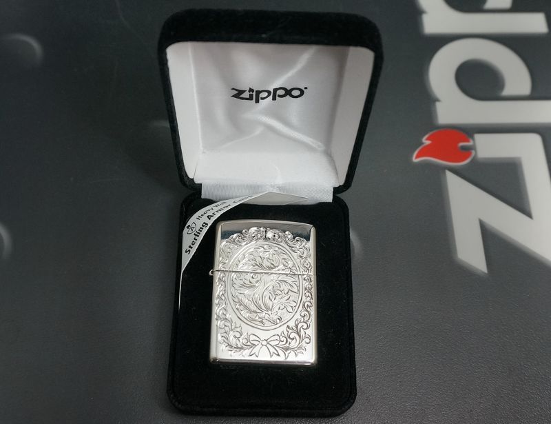 画像: zippo スターリングシルバー 職人手彫り 両面 唐草 #26