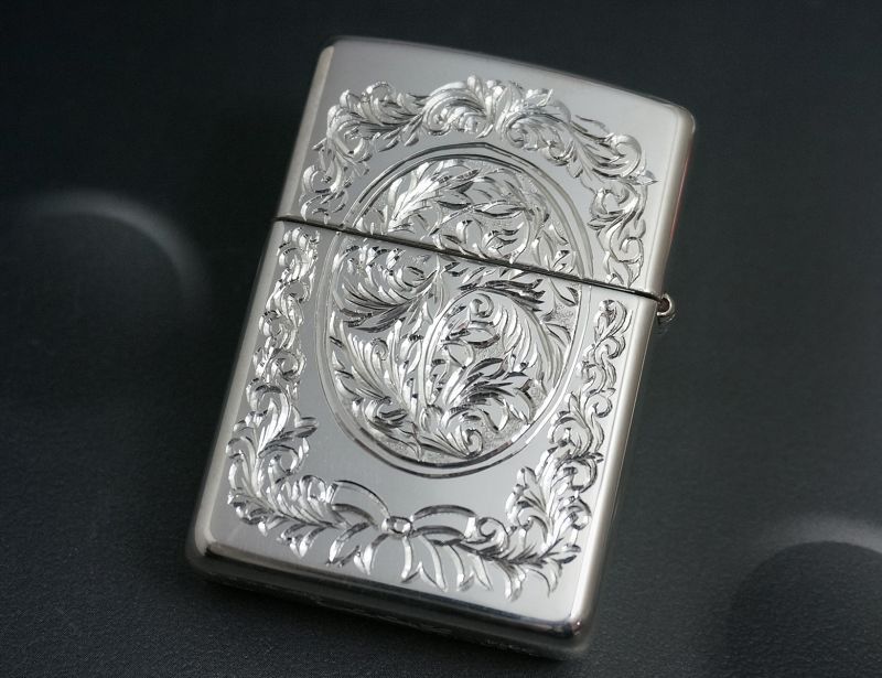 画像: zippo スターリングシルバー 職人手彫り 両面 唐草 #26