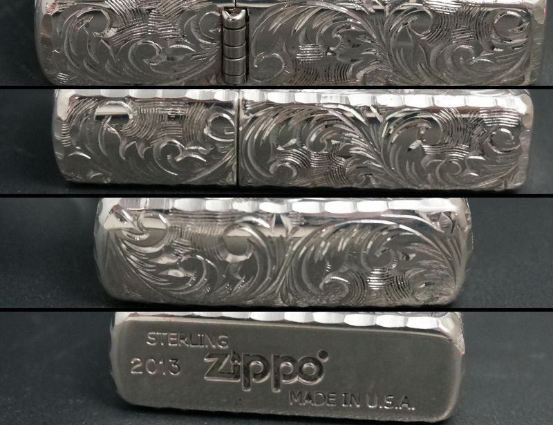 画像: zippo スターリングシルバー 職人五面手彫り 唐草 #15