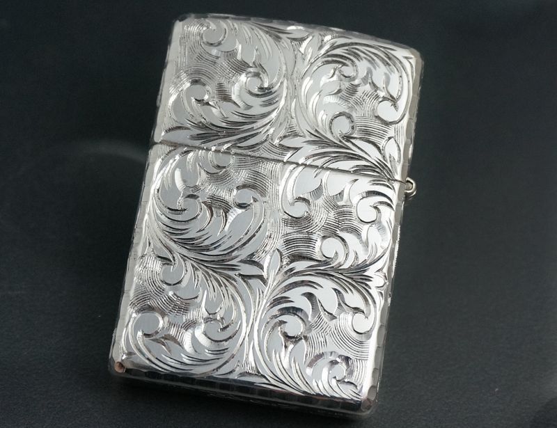 画像: zippo スターリングシルバー 職人五面手彫り 唐草 #15