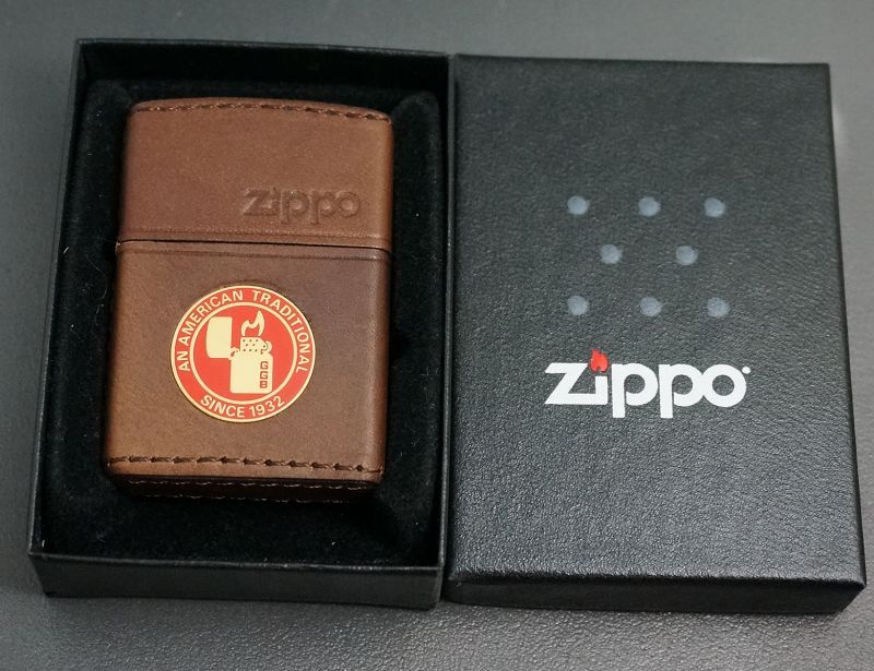 画像: zippo 革巻き ZIPPOメタル貼付け 茶 1999年製造