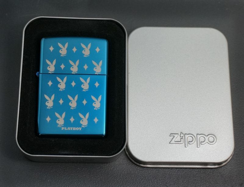 画像: zippo PLAYBOY バニー＆ダイヤ柄 サファイア