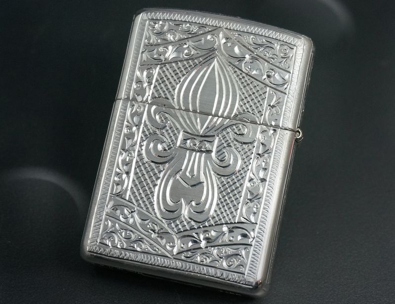 画像: zippo スターリングシルバー 職人五面手彫り ユリ柄 #26