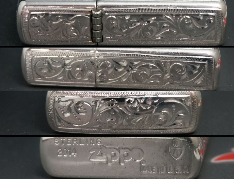 画像: zippo スターリングシルバー 職人五面手彫り ユリ柄 #26