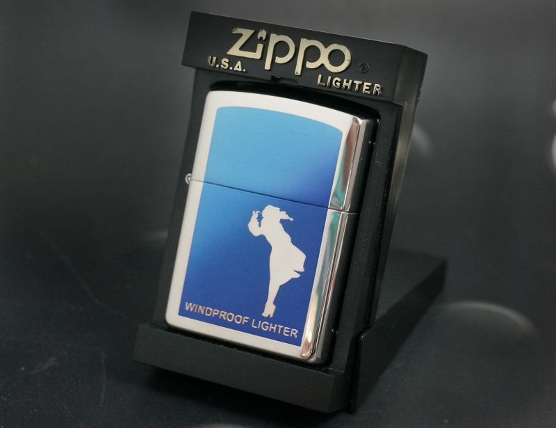 画像: zippo WINDY ミラーデザイン ブルー 2001年製造