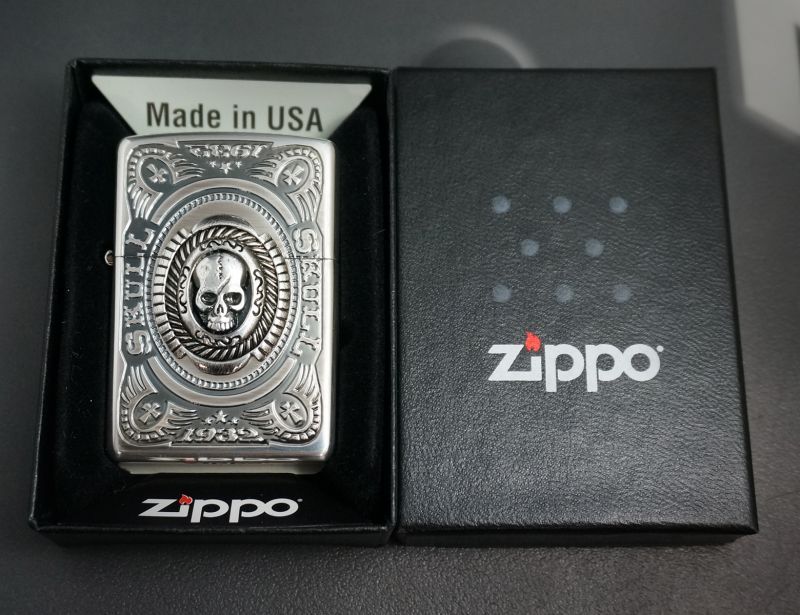 画像: zippo スカル カレッジリングメタルA 20CRMA-SV