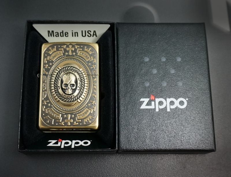 画像: zippo スカル カレッジリングメタルD 20CRMD-BR