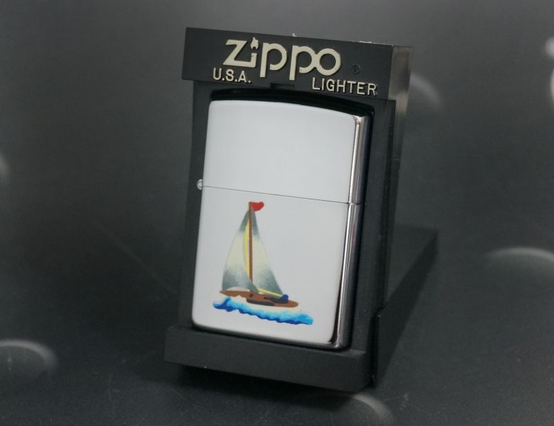 画像: zippo TOWN＆COUNTRY 復刻版 ヨット　七宝焼き 1992年製造