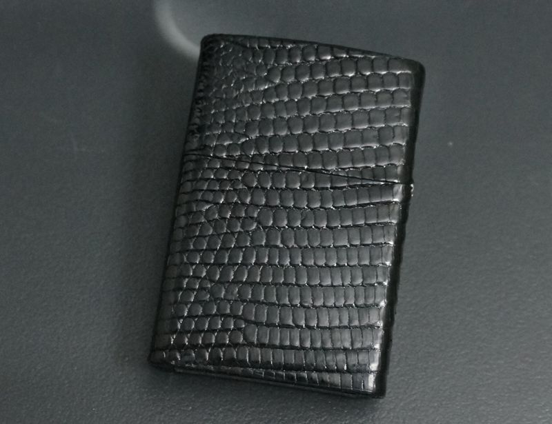 画像: zippo 革巻き オオトカゲ ブラック