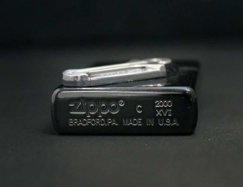画像: zippo フリントケース付 ブラック 2000年製造