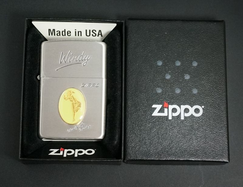 画像: zippo WINDY グリーンメタル サンプル品 1986年製造