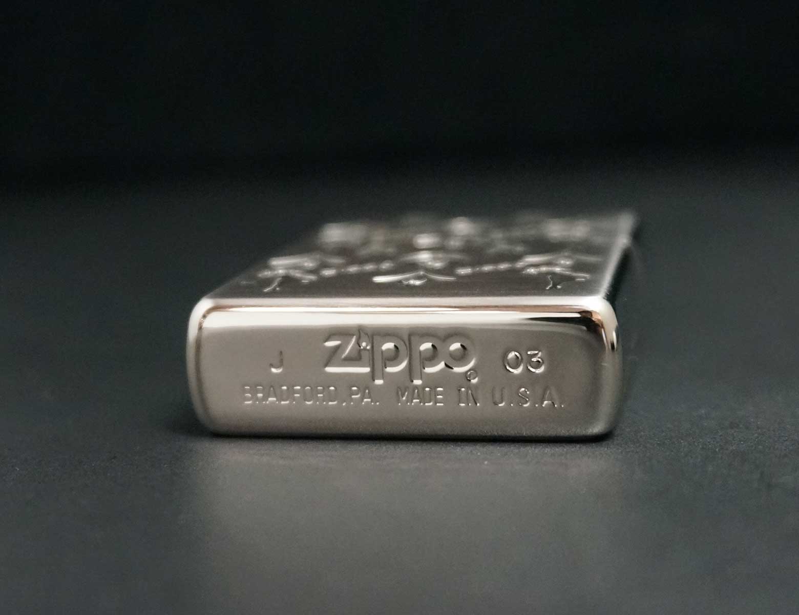 画像: zippo WINDY＆炎柄 プラチナサテン 2003年製造