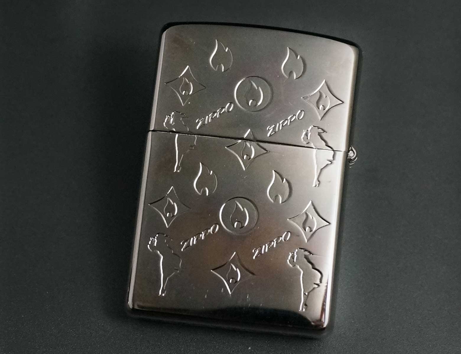 画像: zippo WINDY＆炎 ブラックニッケル 2004年製造