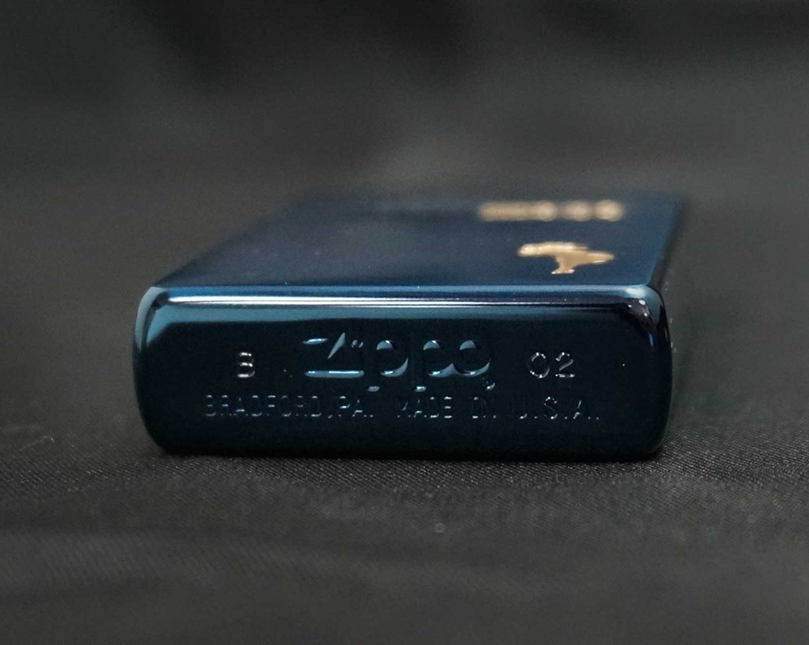 画像: zippo WINDY イオンブルー 金入れ 2002年製造