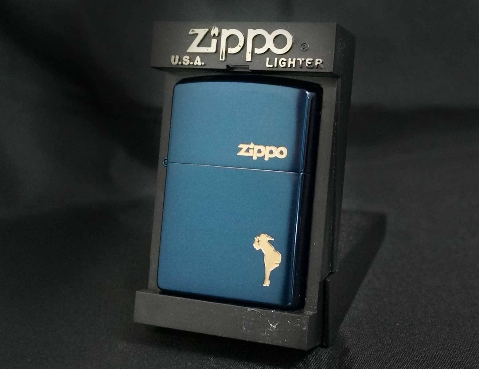 画像: zippo WINDY イオンブルー 金入れ 2002年製造
