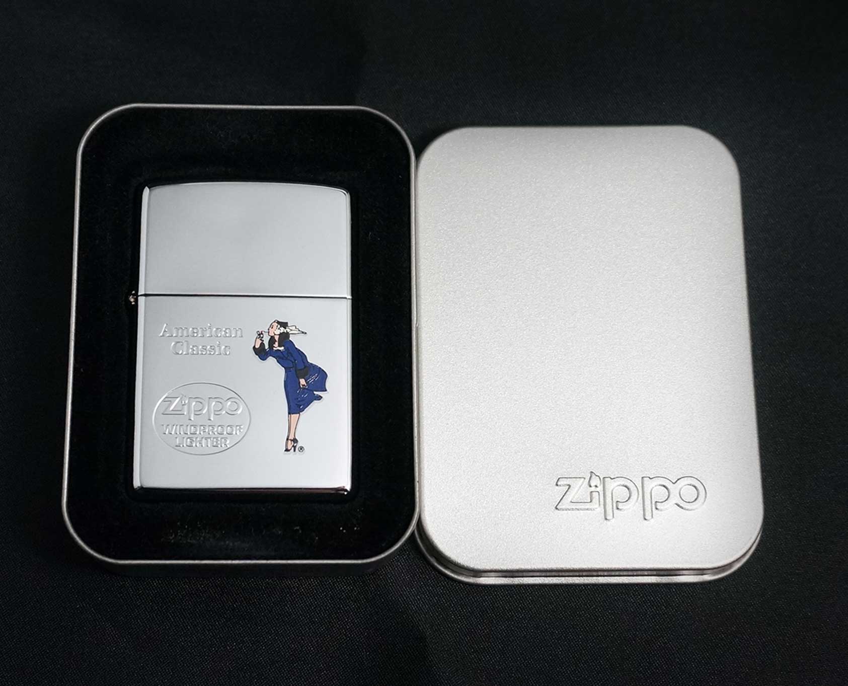 画像: zippo WINDY エッチング＆プリント ネイビー 2000年製造